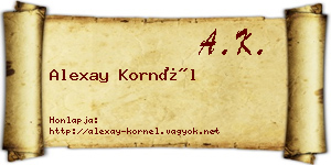 Alexay Kornél névjegykártya